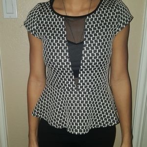 Black & White Semi Mesh Blouse